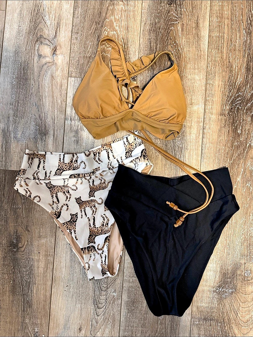 Aerie Animal Print Bikini Set in Brown & Black Size Medium